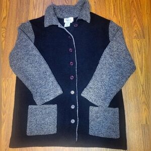 Wool Spanner Imports Sweater Small Black And Gray Made in Hong Kong Vintage A90
